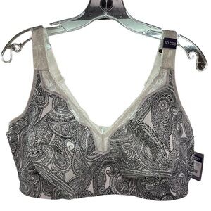 Catherine’s Intimates No Wire BlackWhite Paisley Print Cotton Comfort NWT 50DDD